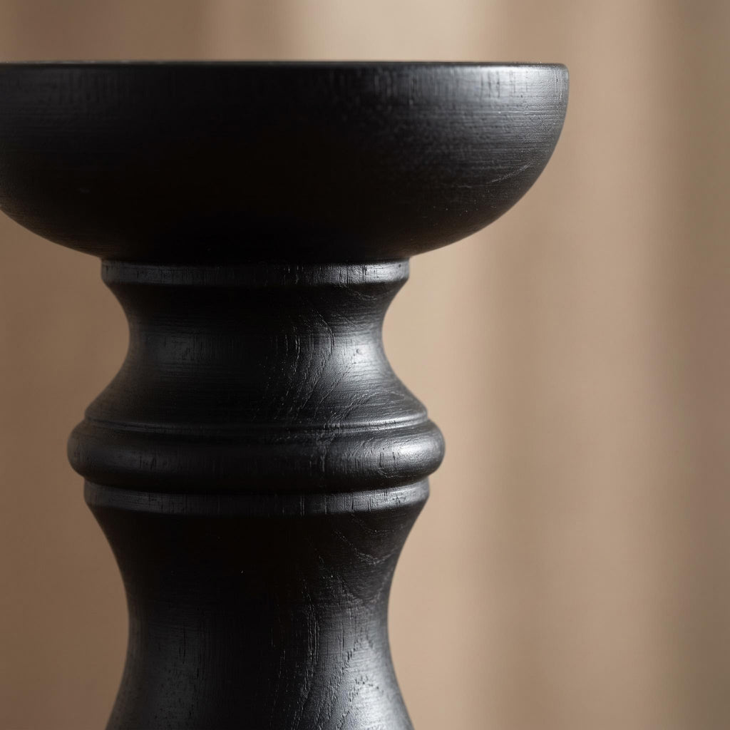 Close-up of the turned profile and cup of the Pilvo candle holder