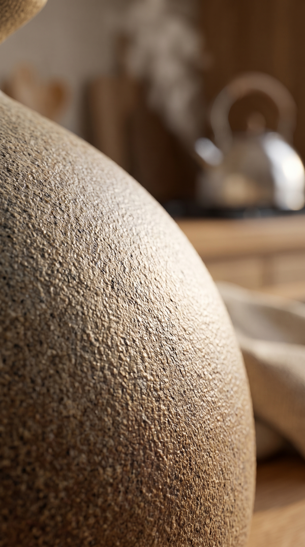 Stone-effect ceramic texture of the Sumi vase, Mokay Labs on Instagram