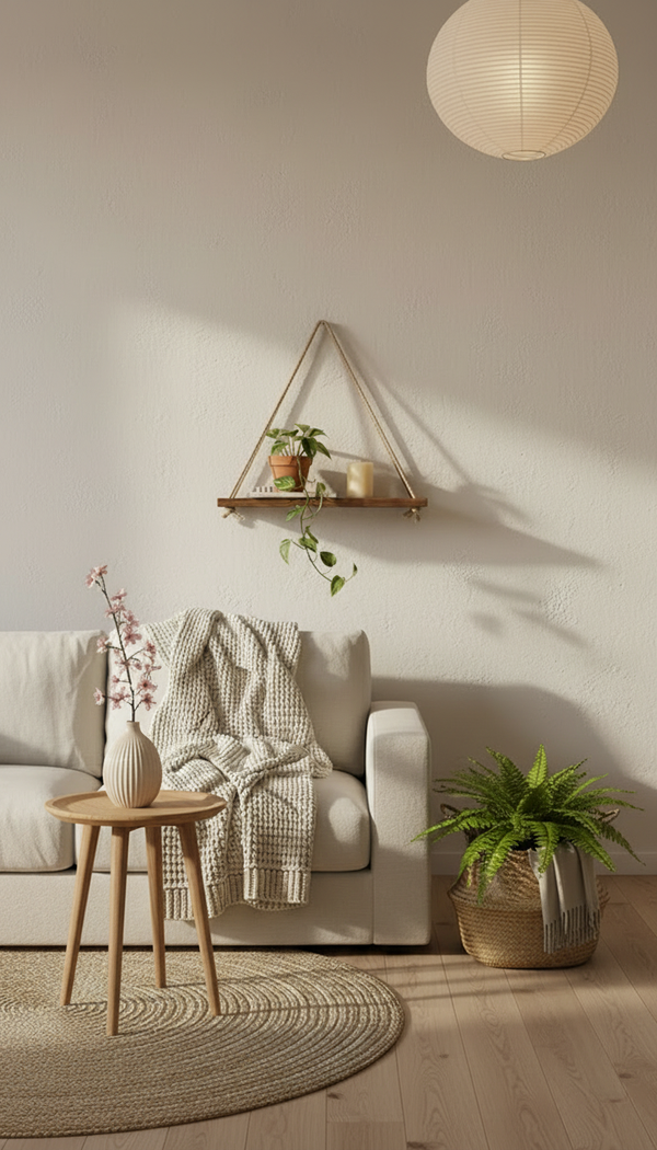 Calm living room corner with Mokay Labs pieces, on Instagram